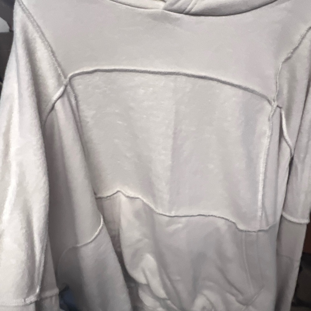 Aerie Cream Panel-Stitch Pullover Hoodie